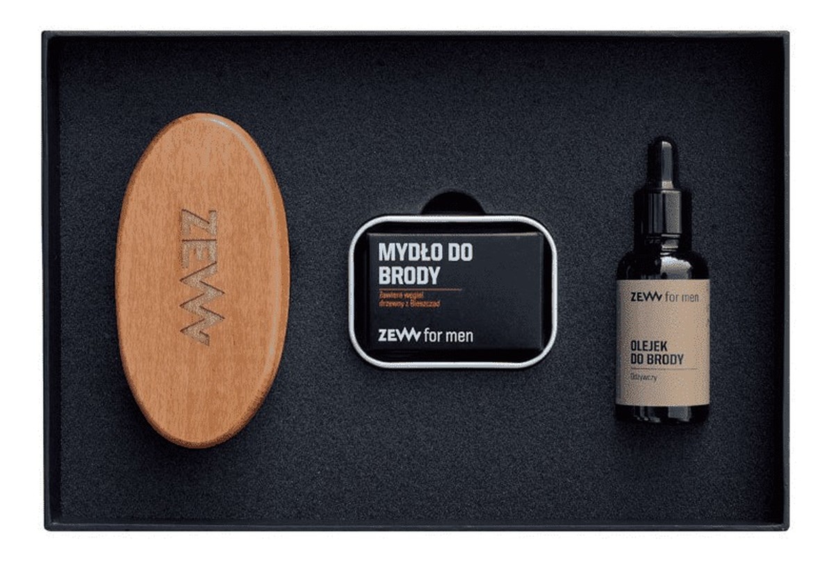 Prosty Drwal zestaw olejek do brody 30 ml + mydło do brody + mydelniczka + kartacz
