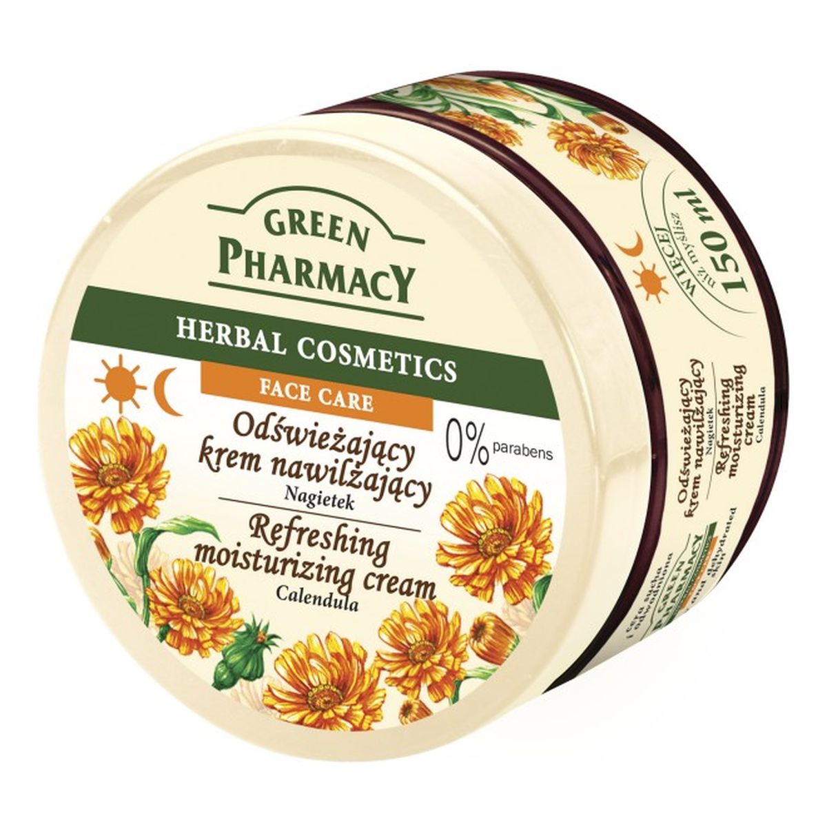 Green Pharmacy Herbal Cosmetics Odświeżający Krem Nawilżający Nagietek 150ml