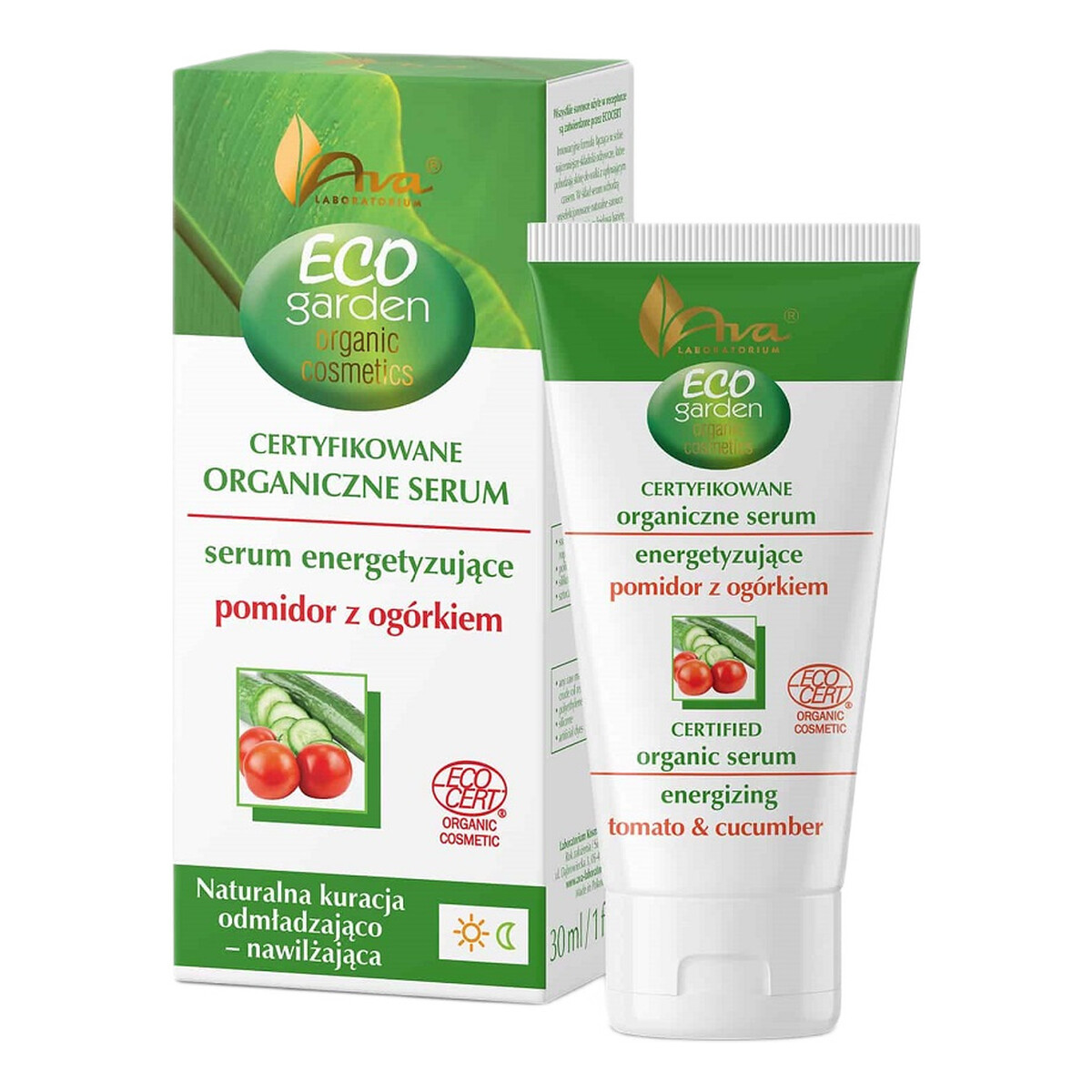 Ava Laboratorium Eco garden certyfikowane organiczne serum odmładzające pomidor z ogórkiem 35+ 30ml
