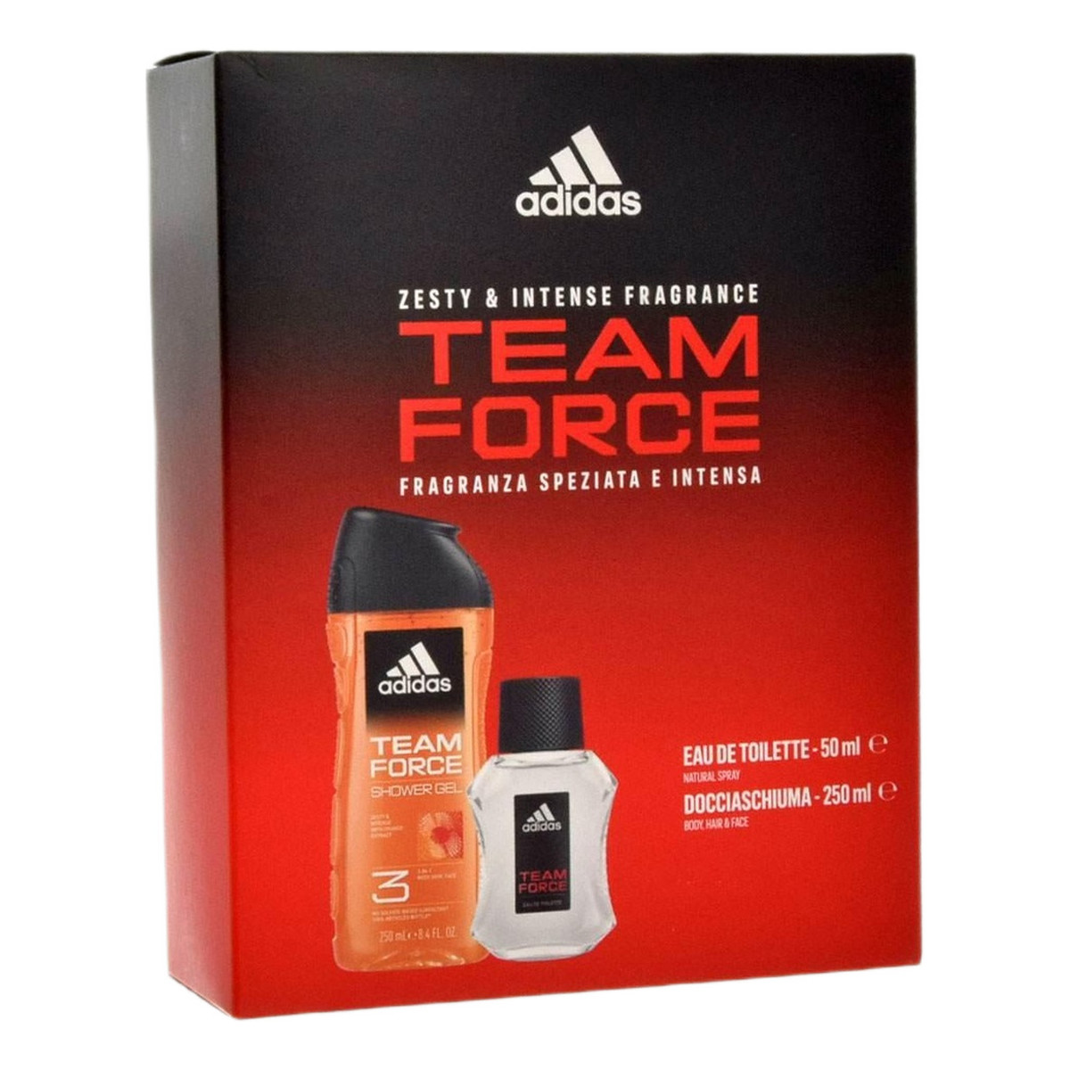 Adidas Team Force Zestaw woda toaletowa spray 50ml + żel pod prysznic 250ml
