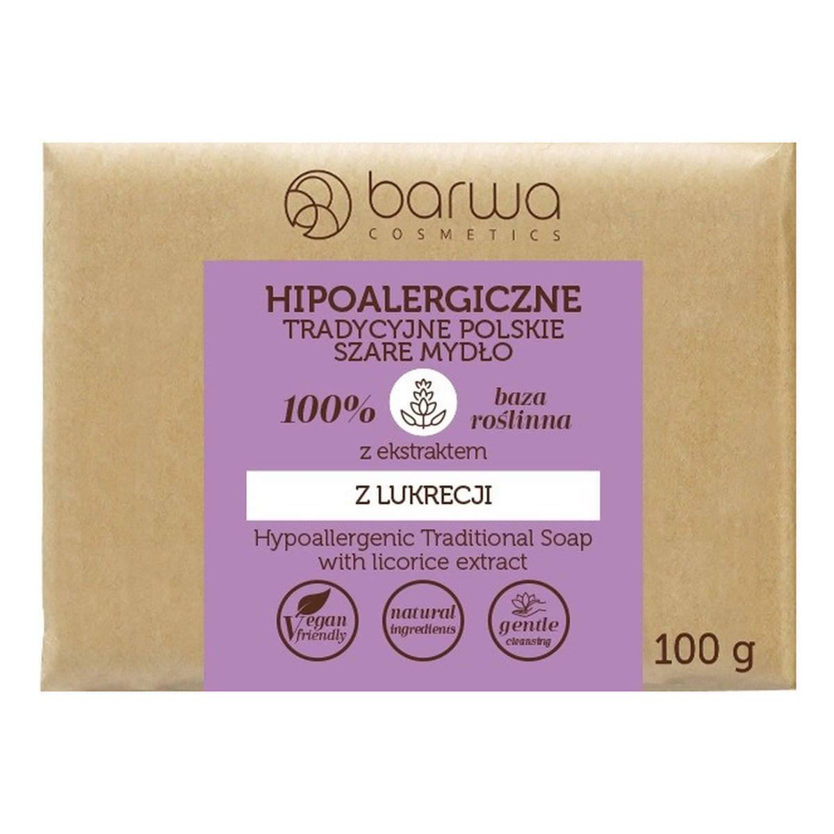 Barwa Hipoalergiczna Tradycyjne Polskie Mydło szare w kostce z ekstraktem z lukrecji 100g