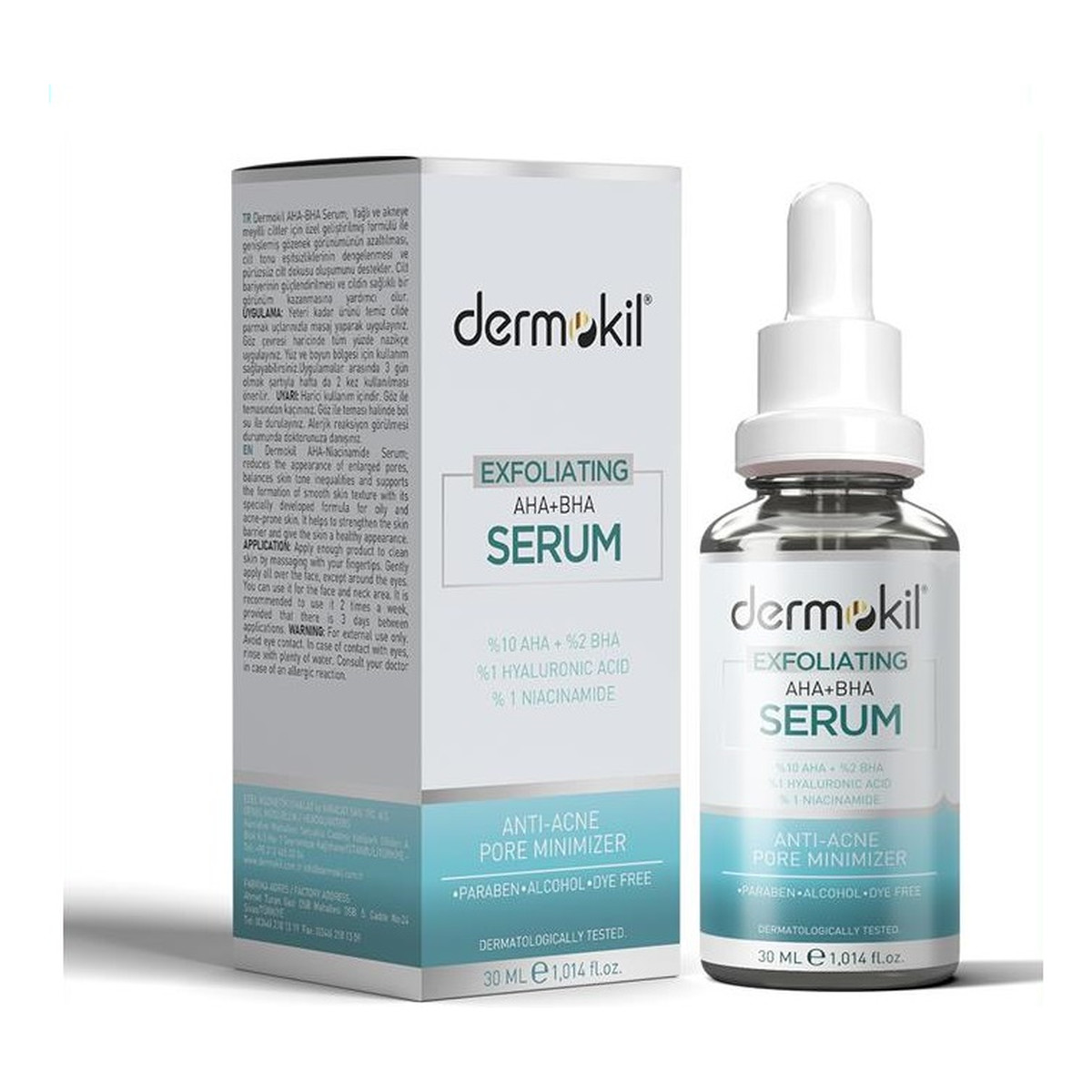 Dermokil Exfoliating aha+bha niacinamide serum wygładzające serum do twarzy 30ml