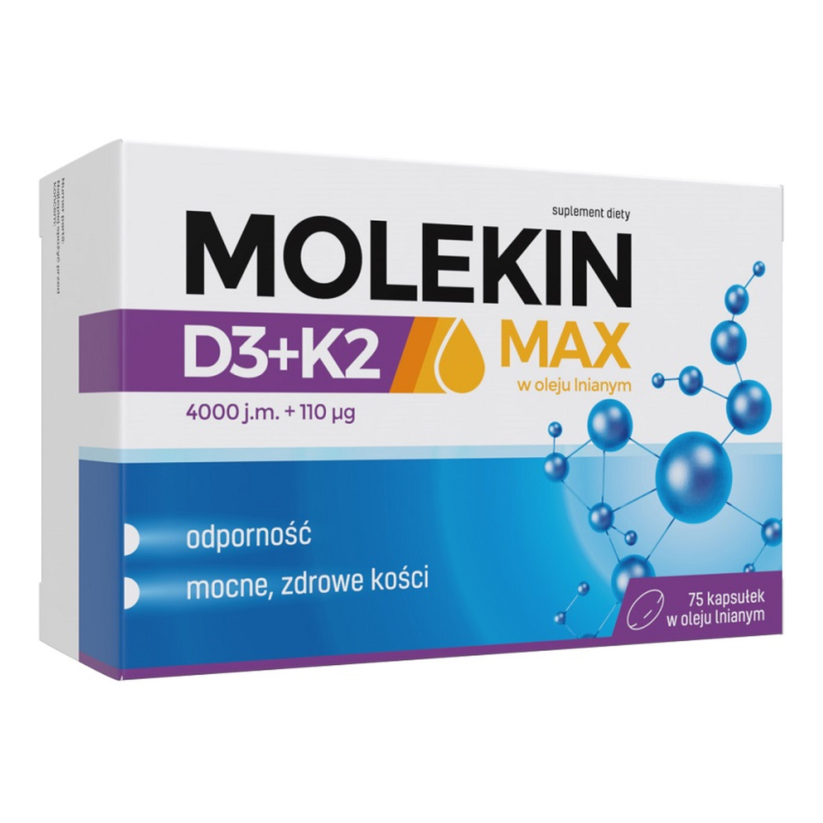 Molekin D3+k2 max w oleju lnianym suplement diety 75 kapsułek