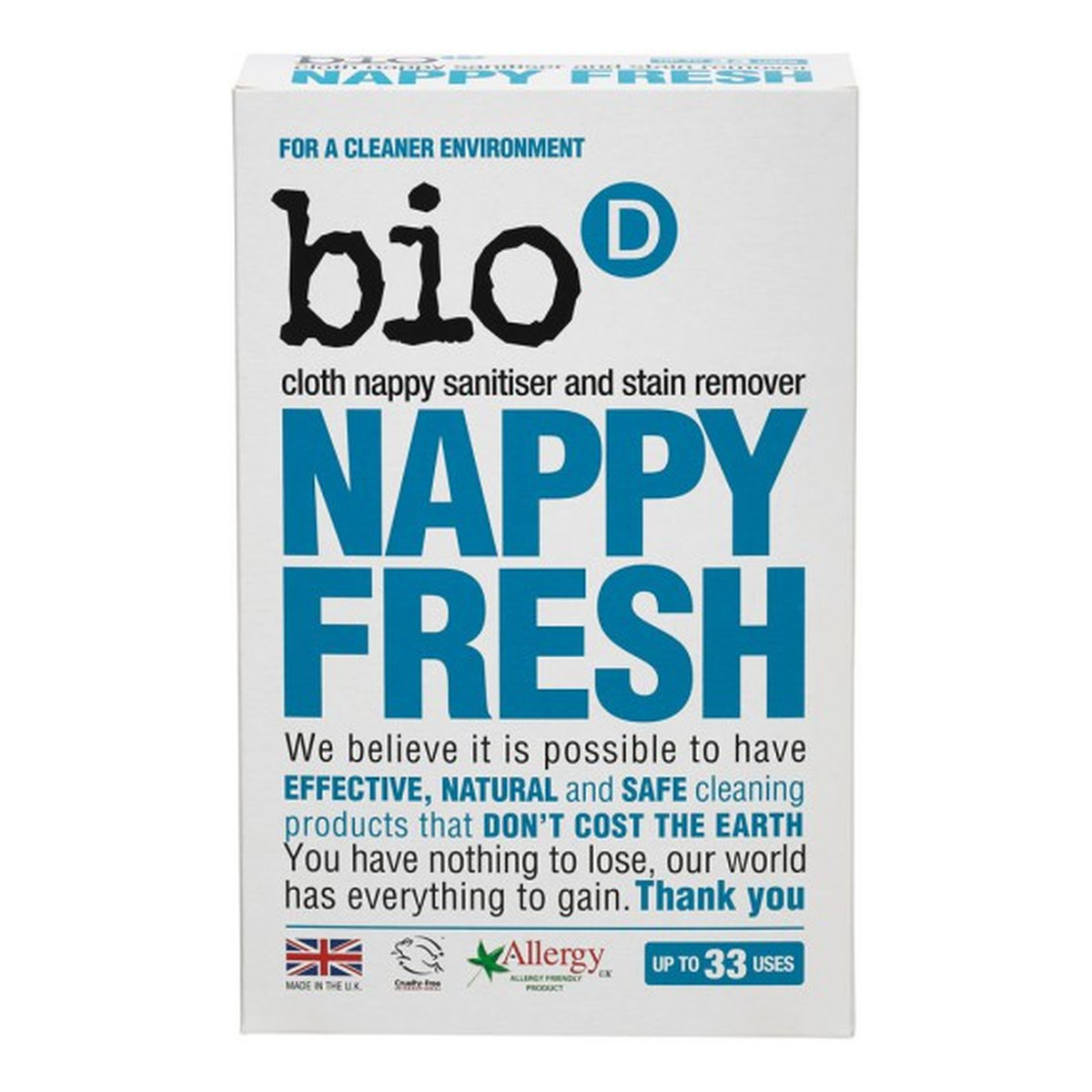Nappy Fresh DODATEK DO PROSZKU DO PRANIA PIELUCH, BIO-D 500g