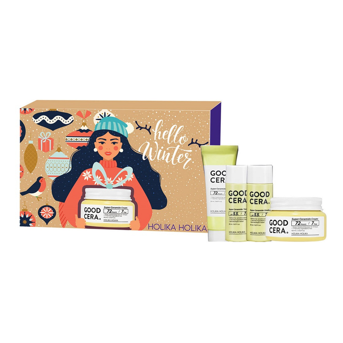 Holika Holika Good Cera Super Ceramide Zestaw nawilżający krem do twarzy 60ml + nawilżający krem do twarzy 20ml + nawilżająca emulsja 20ml + tonik do twarzy 20ml