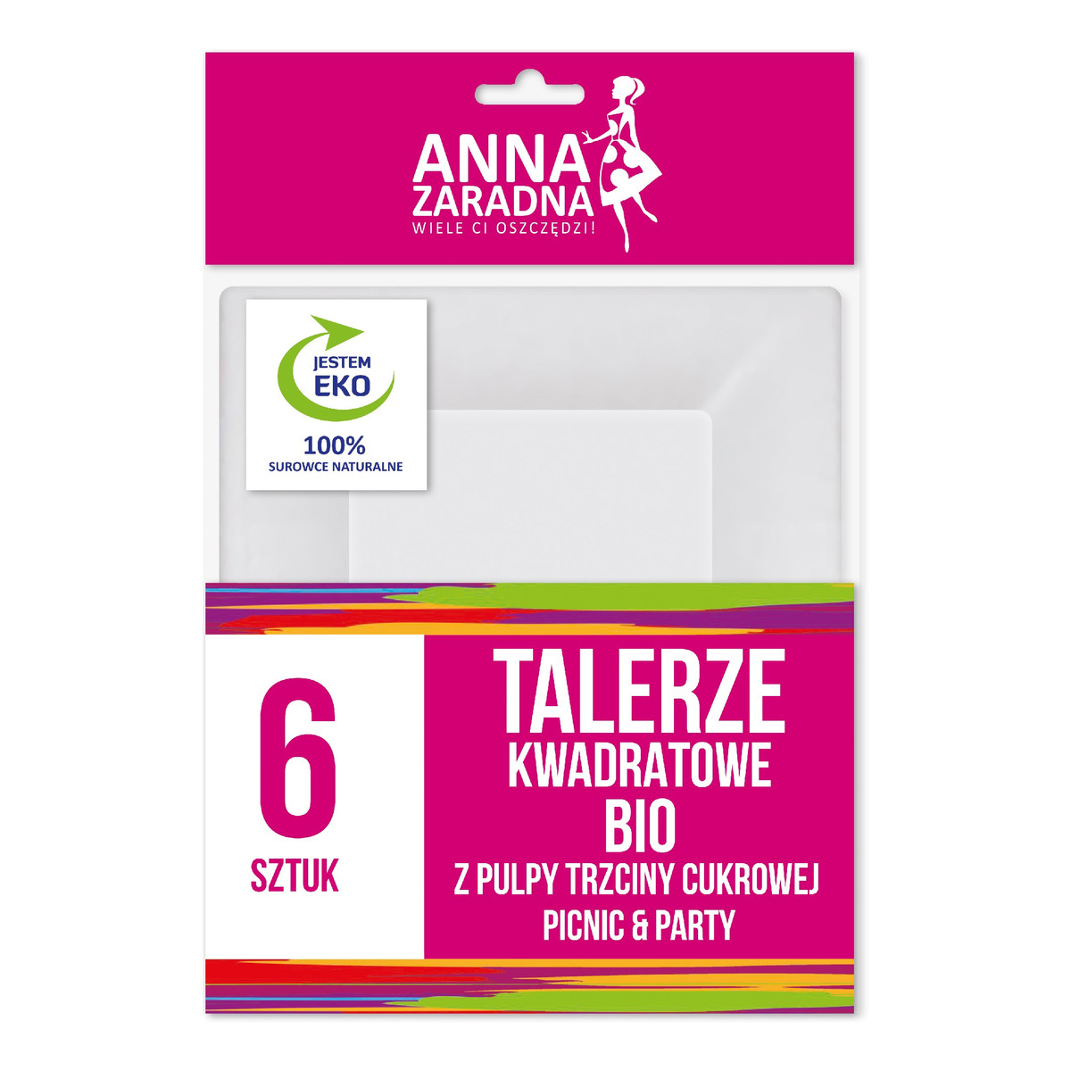 Anna Zaradna Bio Talerze kwadratowe 6szt
