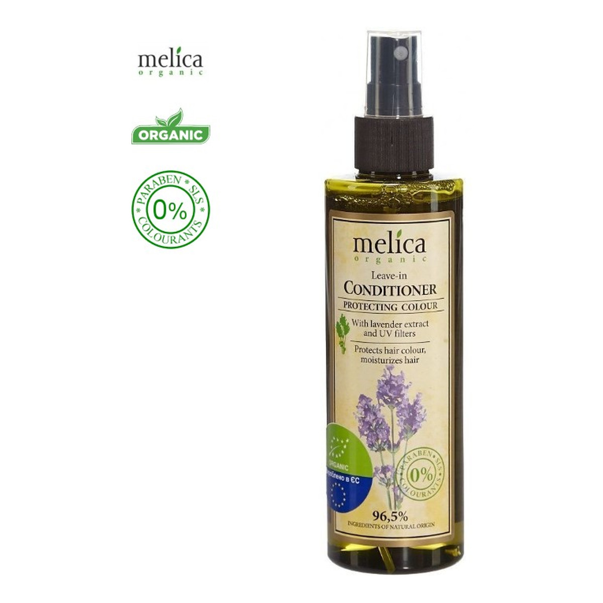 Melica Organic Odżywka organiczna do włosów farbowanych w Sprayu z ekstraktem z lawendy i filtrami UV 200ml