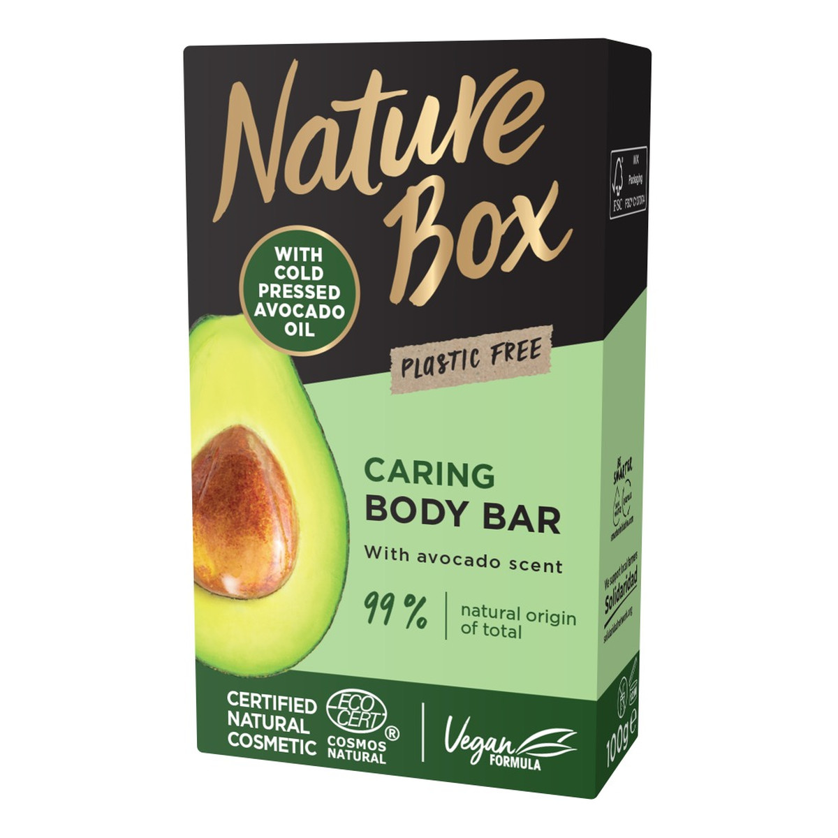 Nature Box Avocado oil pielęgnująca kostka myjąca do ciała z olejem z awokado 100g