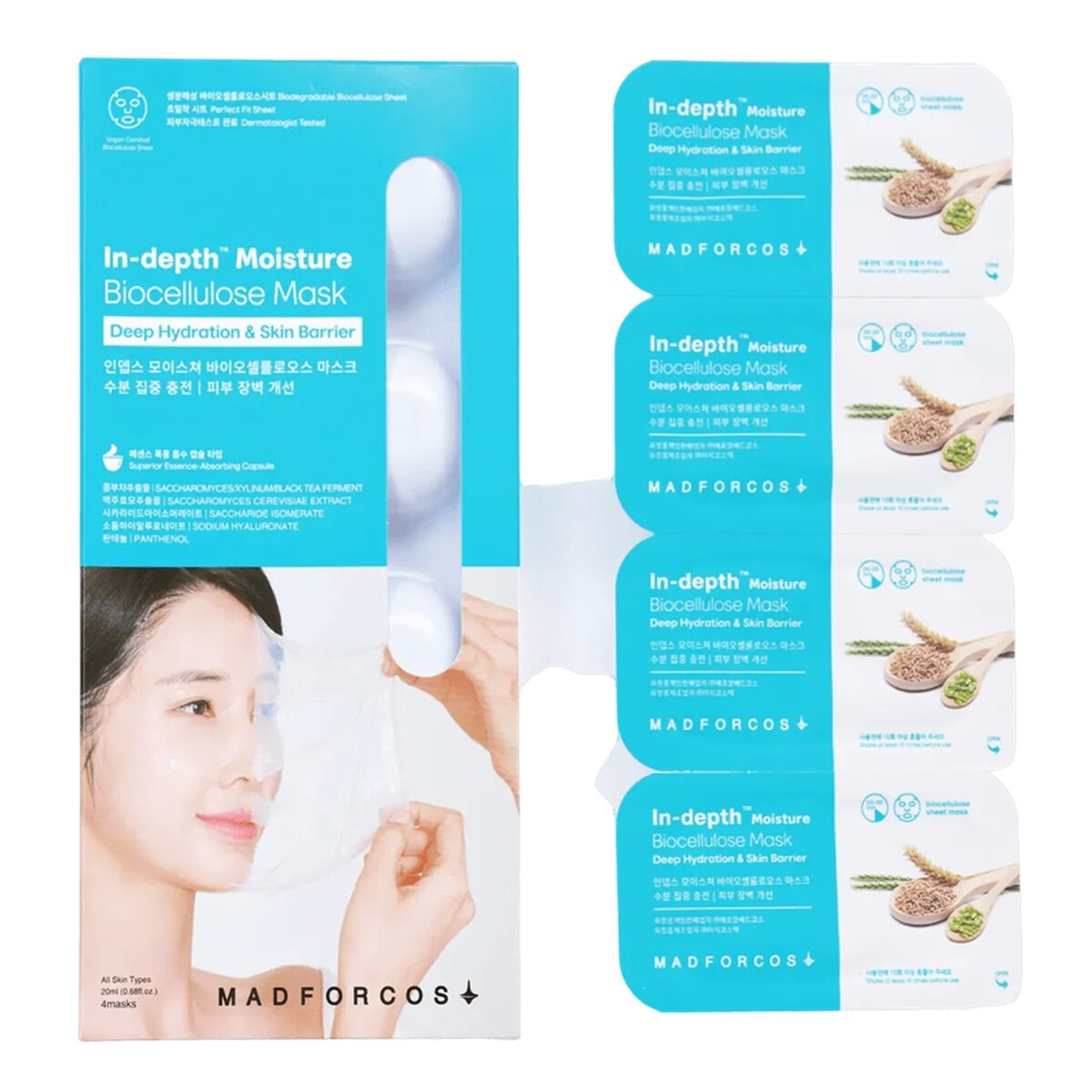Madforcos In-depth moisture biocellulose mask nawilżająca maska do twarzy 4x20ml 80ml
