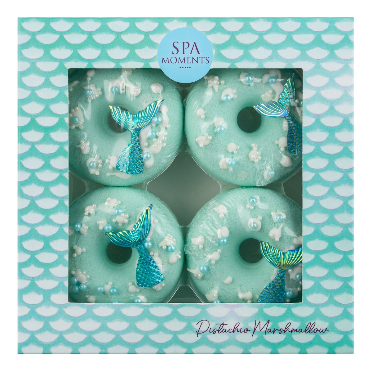 Zestaw spa moments donut do kąpieli o zapachu pianki pistacjowej 4 szt