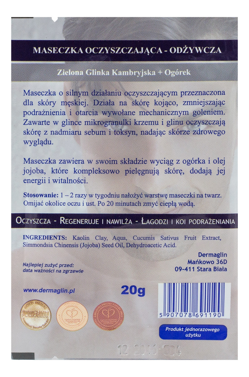 Maseczka Oczyszczająco-Odżywcza Dla Mężczyzn
