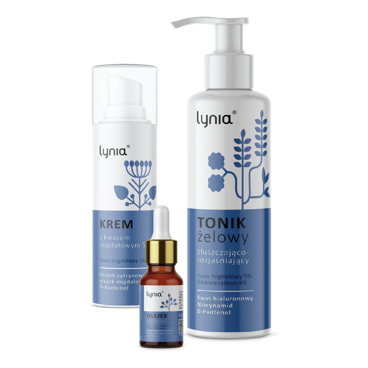 Lynia złuszczająco-rozjaśniająca zestaw (krem 50ml + tonik żelowy 150ml + olejek 15ml)