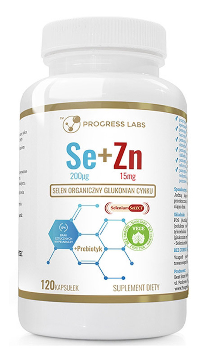 Selen organiczny + Glukonian cynku supement diety 120 kapsułek