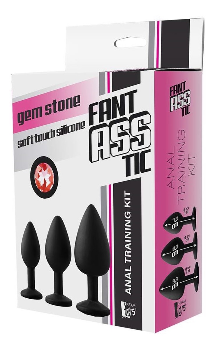 Fantasstic anal training kit korek analny red stone 3szt.