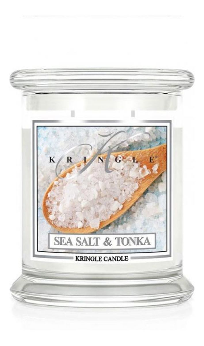 Średnia świeca zapachowa z dwoma knotami sea salt & tonka