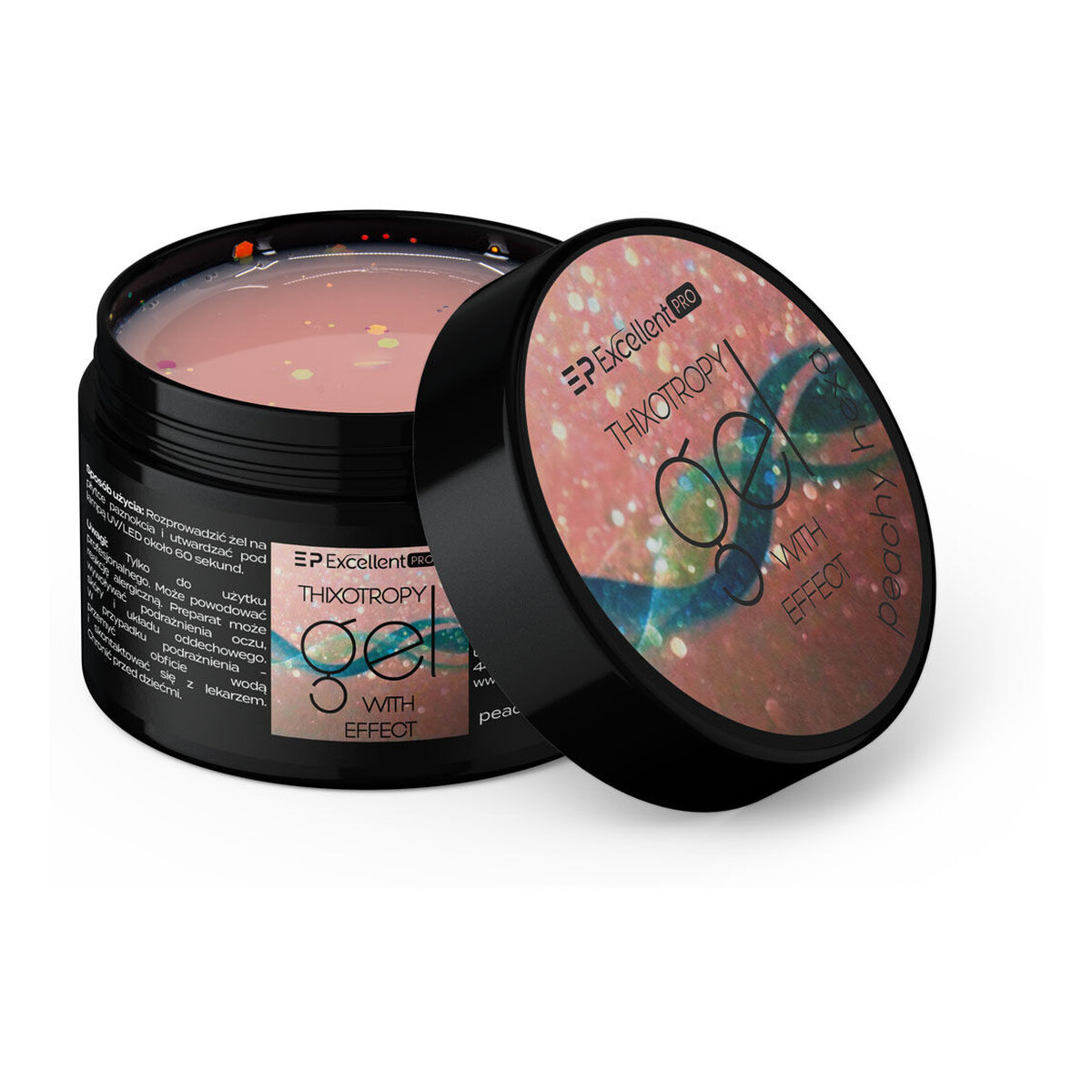 Excellent PRO Thixotropy Gel With Effect Żel budujący peachy hexa 15g