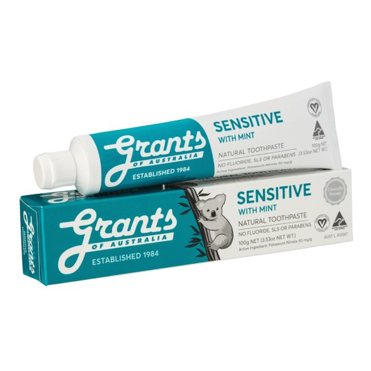 Grants Of Australia Kojąca naturalna pasta do zębów wrażliwych bez fluoru 110g