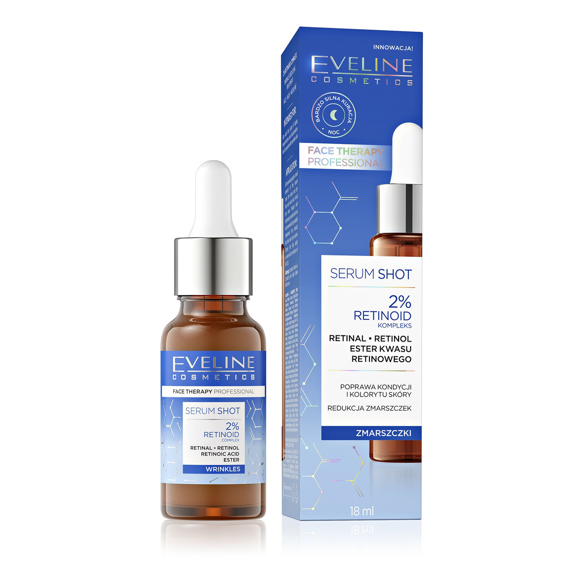 Eveline Face Therapy Professional Serum Shot Kuracja redukująca zmarszczki z 2% kompleksem retinoidów 18ml