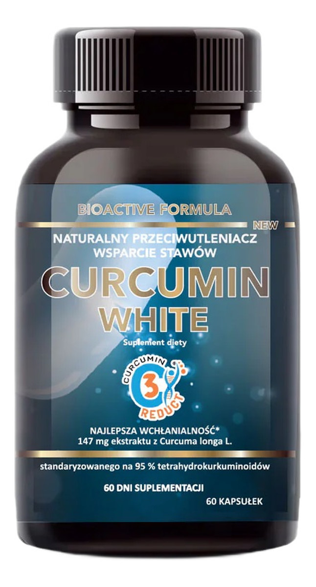 Curcumin white ekstrakt z kłącza kurkumy + inulina z cykorii suplement diety 60 kapsułek