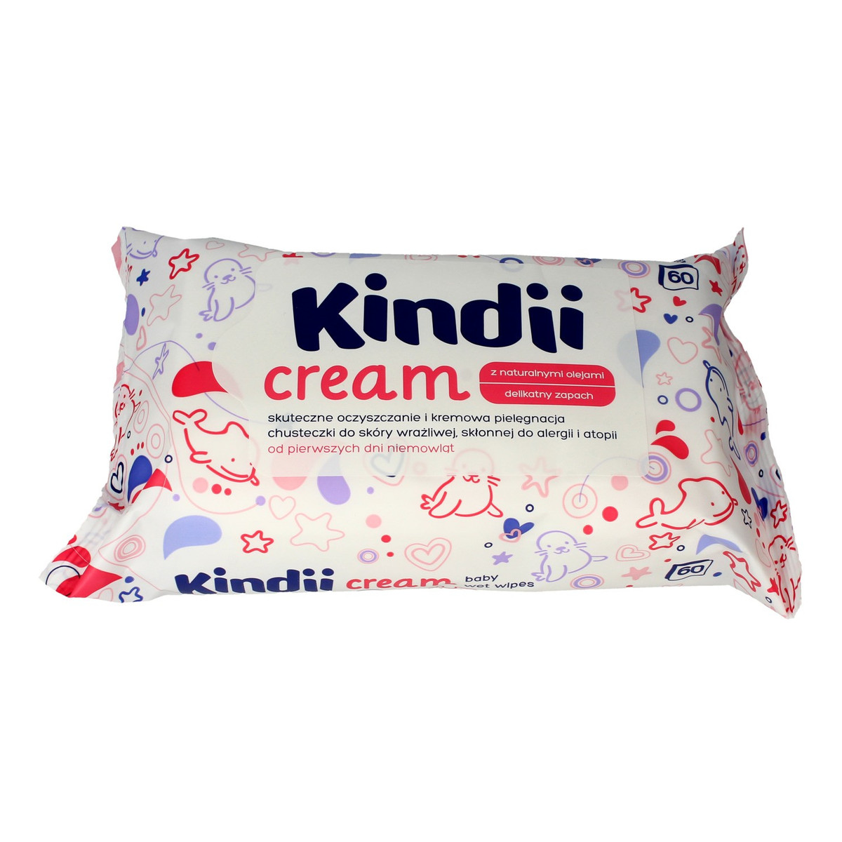 Kindii Cream Chusteczki oczyszczające dla dzieci i niemowląt 1op.-60szt