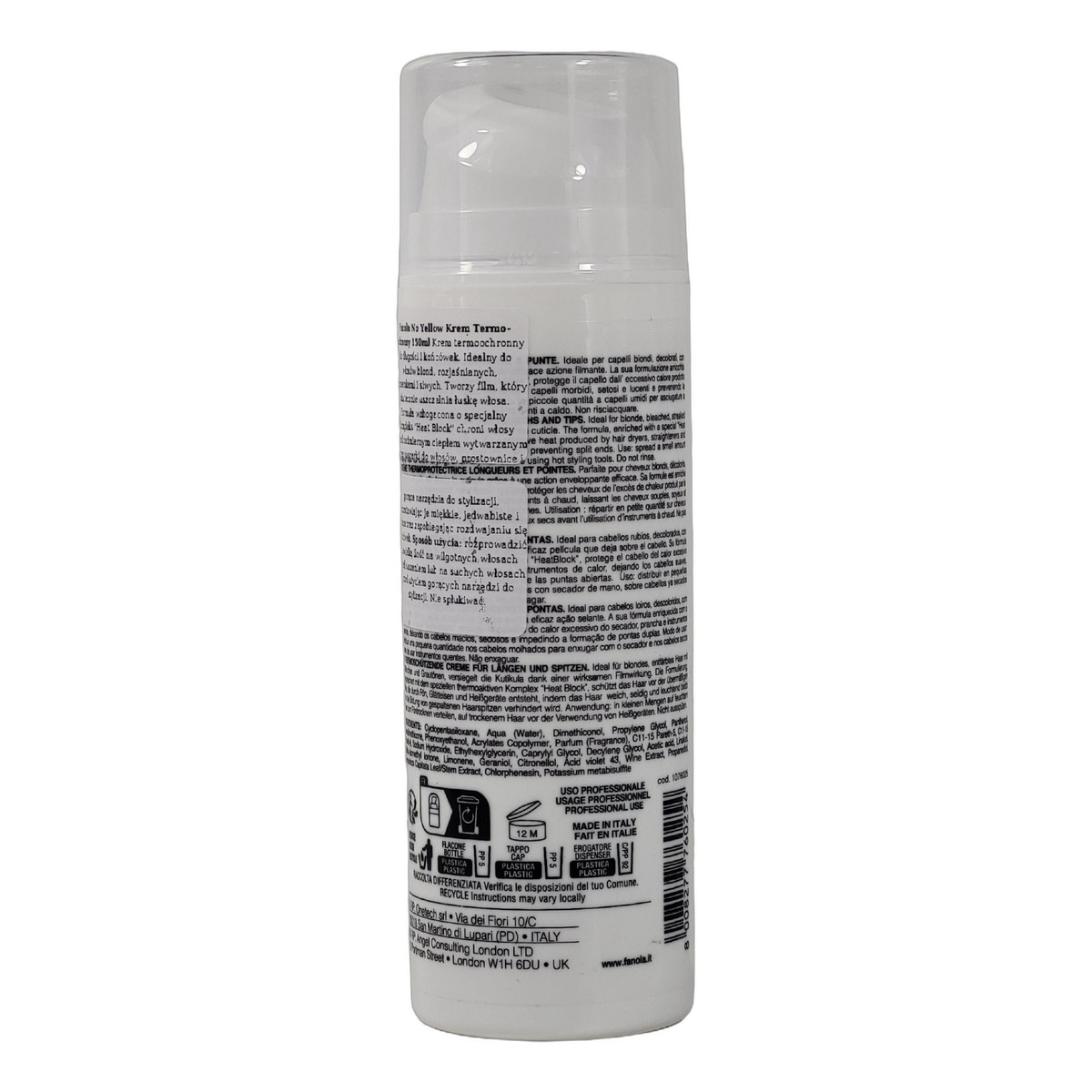 Fanola No Yellow Krem Termoochronny Wygładzający do Włosów Blond Rozjaśnianych i Siwych 150ml