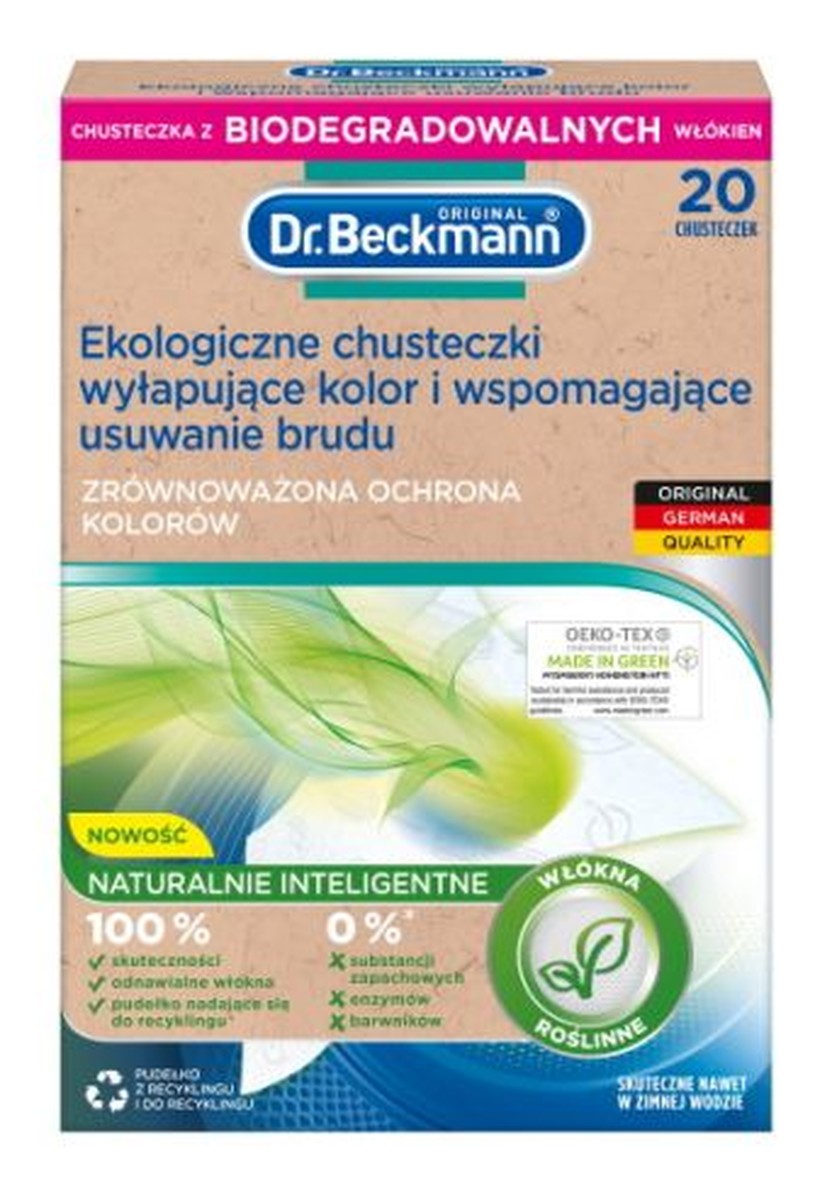 Ekologiczne chusteczki wyłapujące kolor i wspomagające usuwanie brudu 20 szt.