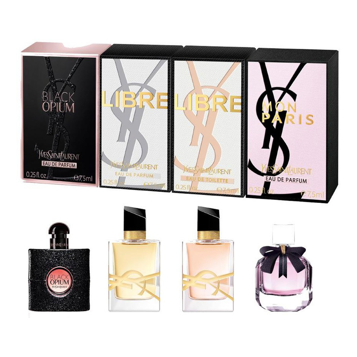 Yves Saint Laurent Miniature Collection Zestaw black opium woda perfumowana spray 7.5ml + libre woda perfumowana spray 7.5ml + mon paris woda perfumowana spray 7.5ml + libre woda toaletowa spray 7.5ml