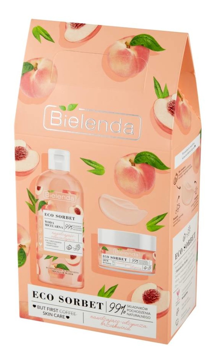 Zestaw prezentowy Eco Sorbet Brzoskwinia woda micelarna 500 ml + krem do twarzy