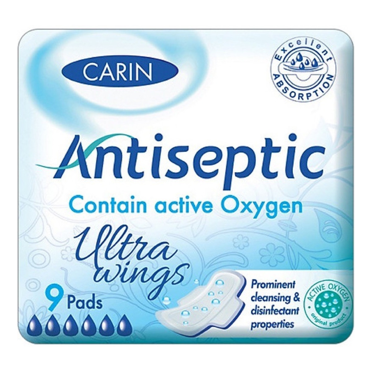 Carin Antiseptic ultra wings ultracienkie podpaski ze skrzydełkami 9szt