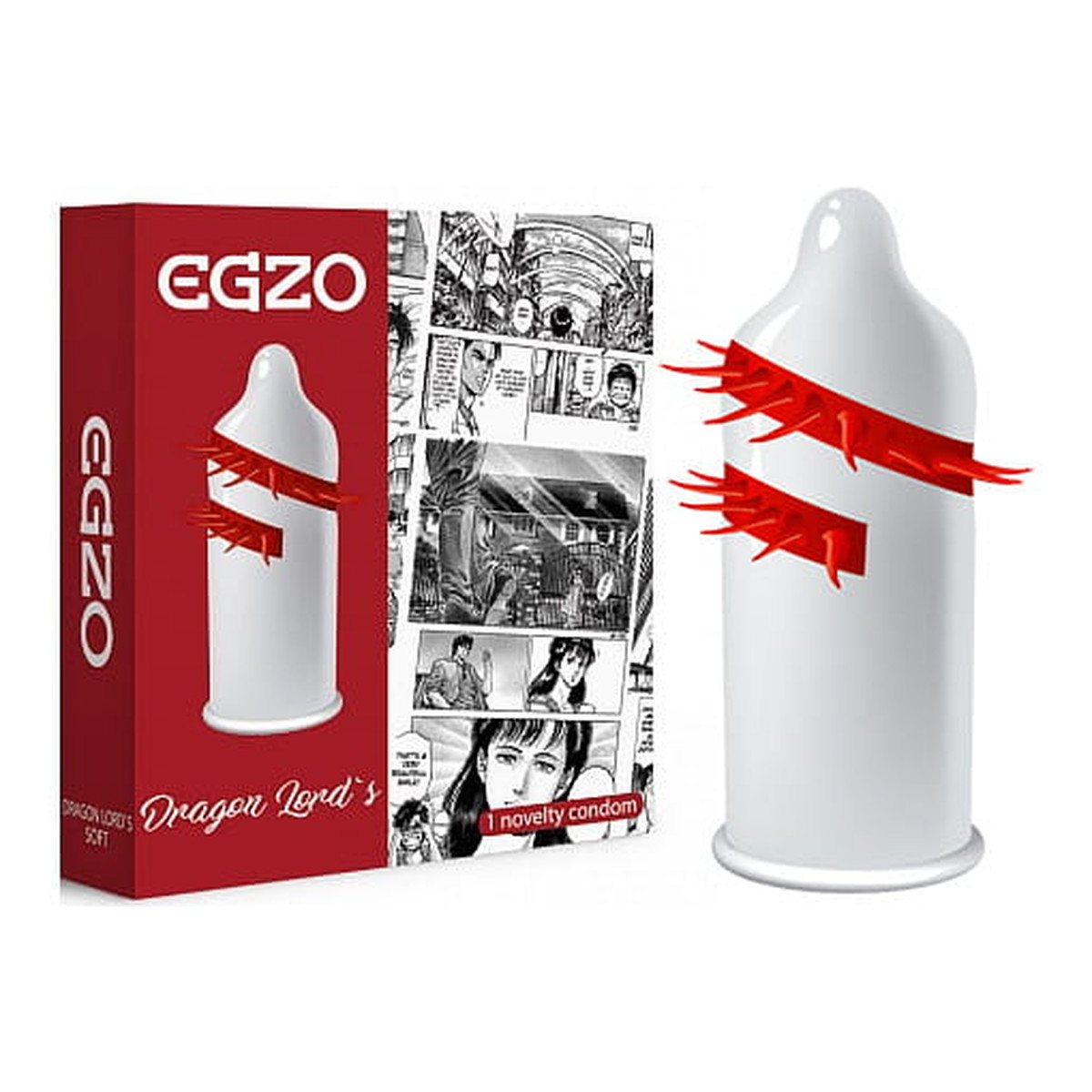 Egzo Dragon lord's prezerwatywa z pieszczącymi kolcami soft 1szt.