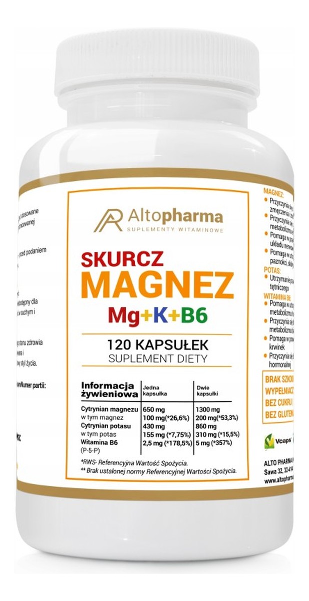 Magnez Skurcz + potas + witamina B suplement diety