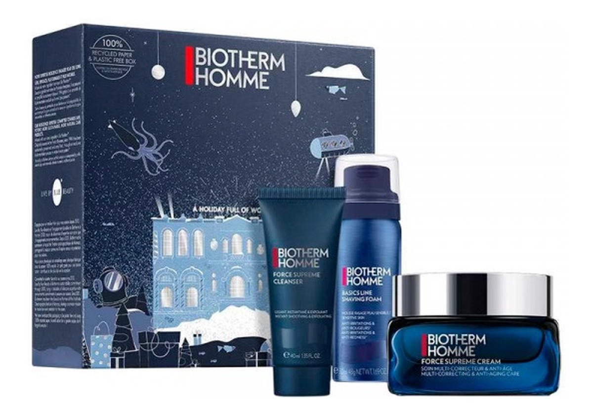 Zestaw force supreme cream krem do twarzy 50ml + force supreme cleanser żel do mycia twarzy 40ml + foamshaver mousse rasage pianka do golenia 50ml