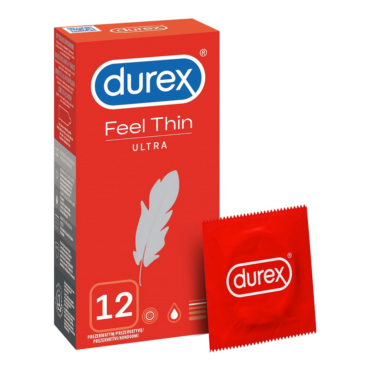 Durex Feel thin ultra super cienkie prezerwatywy lateksowe 12 szt