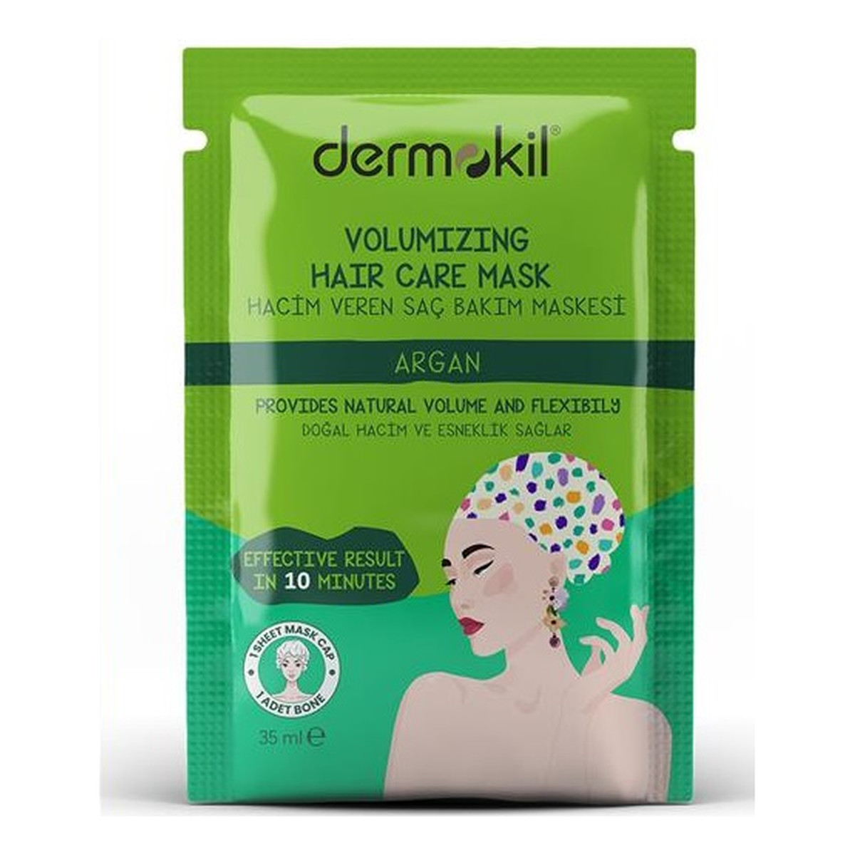 Dermokil Stem hair care mask zwiększająca objętość maska do włosów w formie czepka argan 35ml