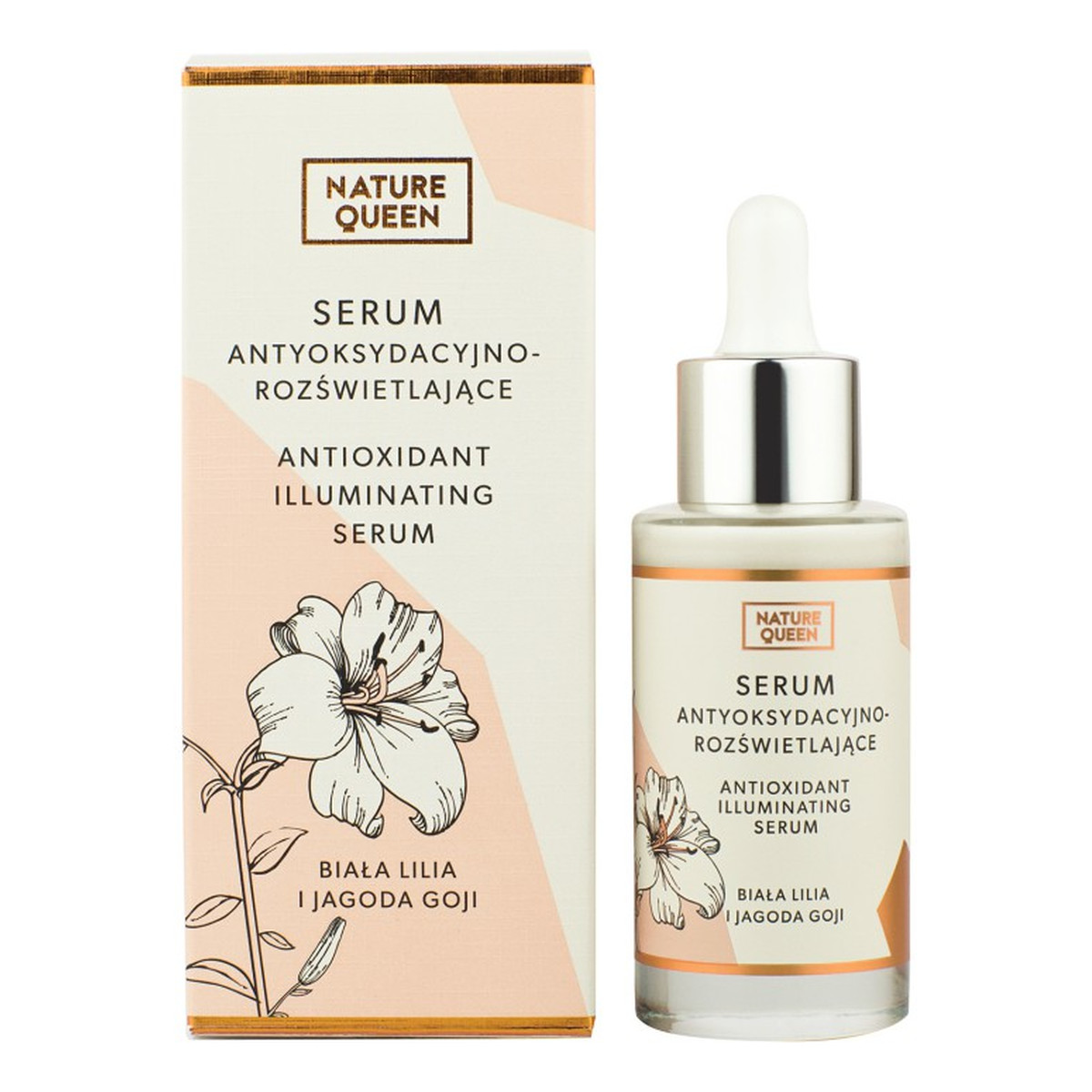 Nature Queen Serum antyoksydacyjno-rozświetlające Biała Lilia i Jagoda Goji 30ml