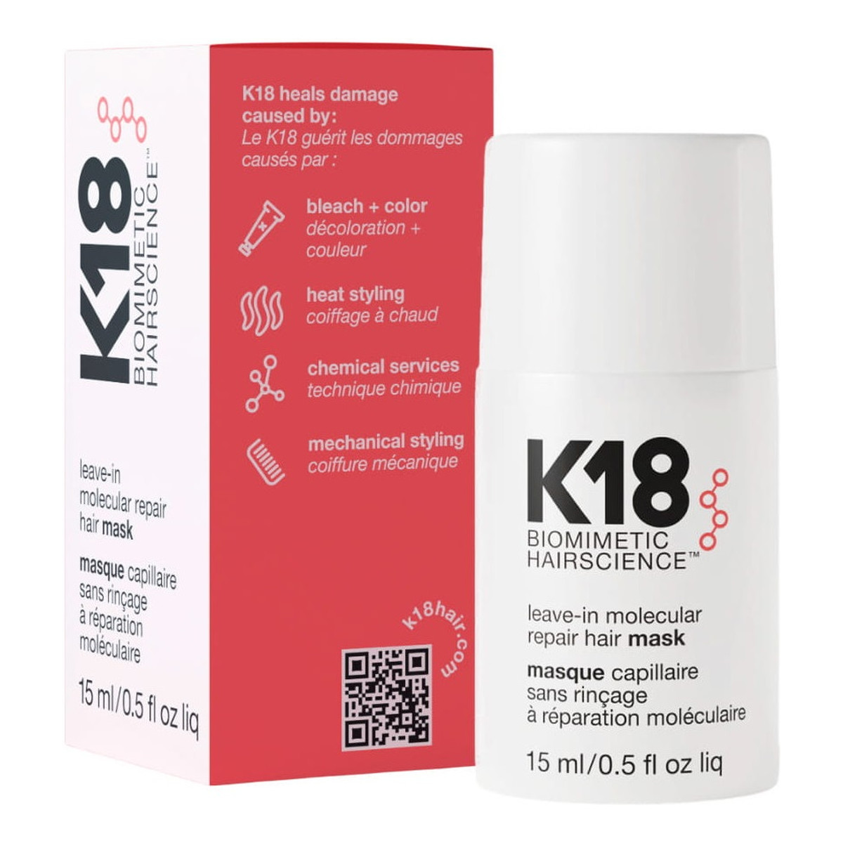 K18 Leave-in molecular repair hair mask intensywnie regenerująca maska do włosów bez spłukiwania 15ml
