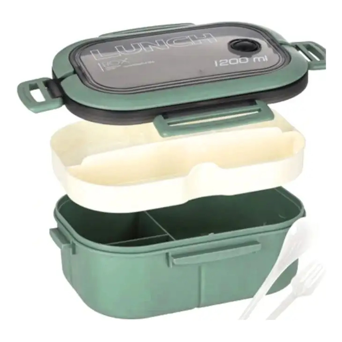 Ecarla Śniadaniówka LUNCH BOX ze sztućcami 21 x 14,5 x 8cm mięta PJM44M 1200ml