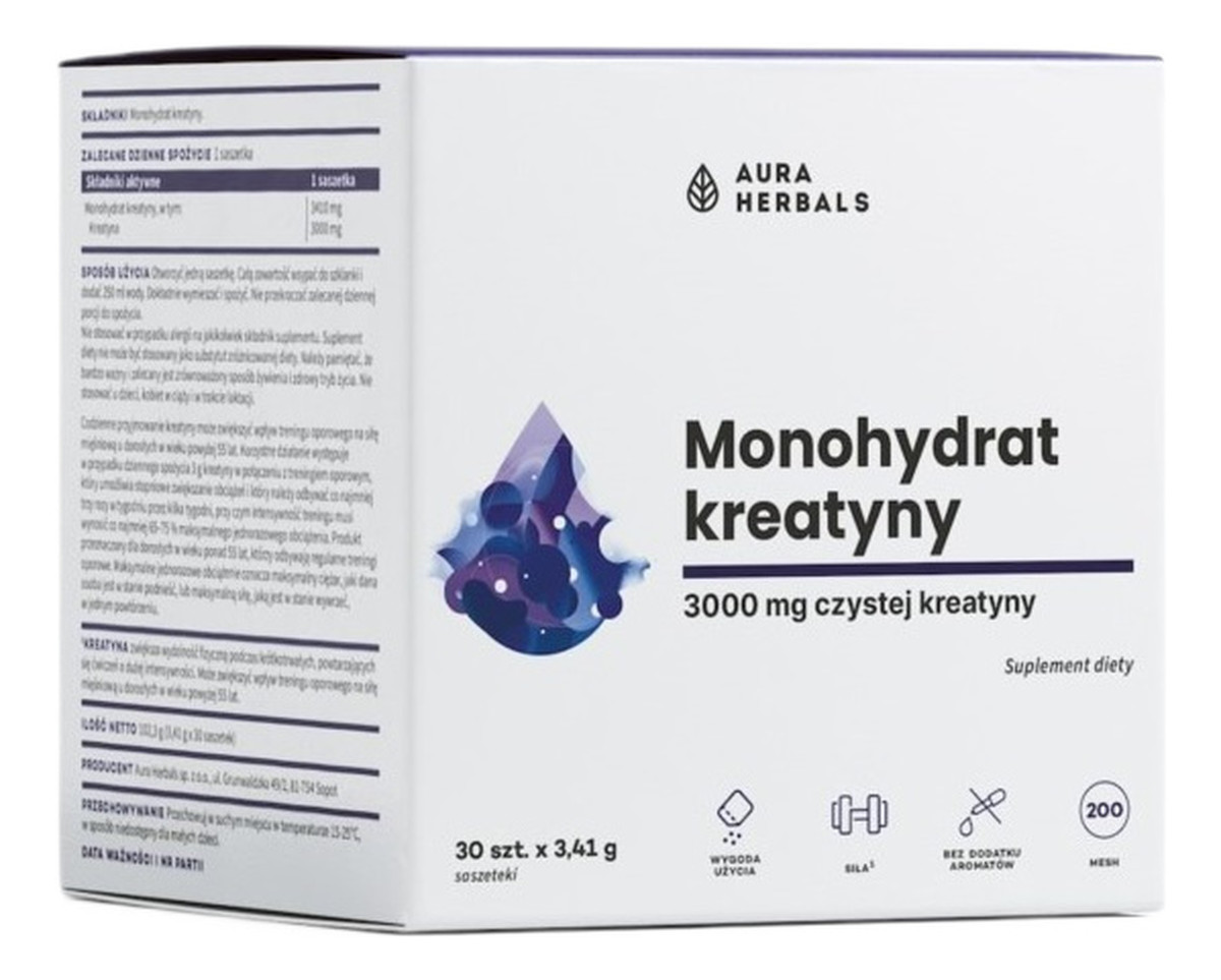 Kreatyna monohydrat suplement diety w saszetkach 30x3.41g