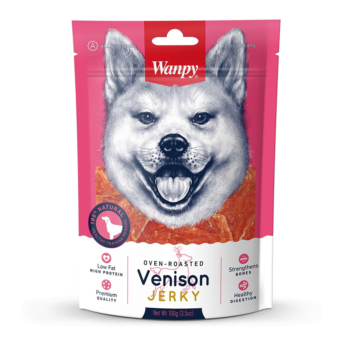 Wanpy Dogs przekąski dla psów venison-kawałki dziczyzny 100g