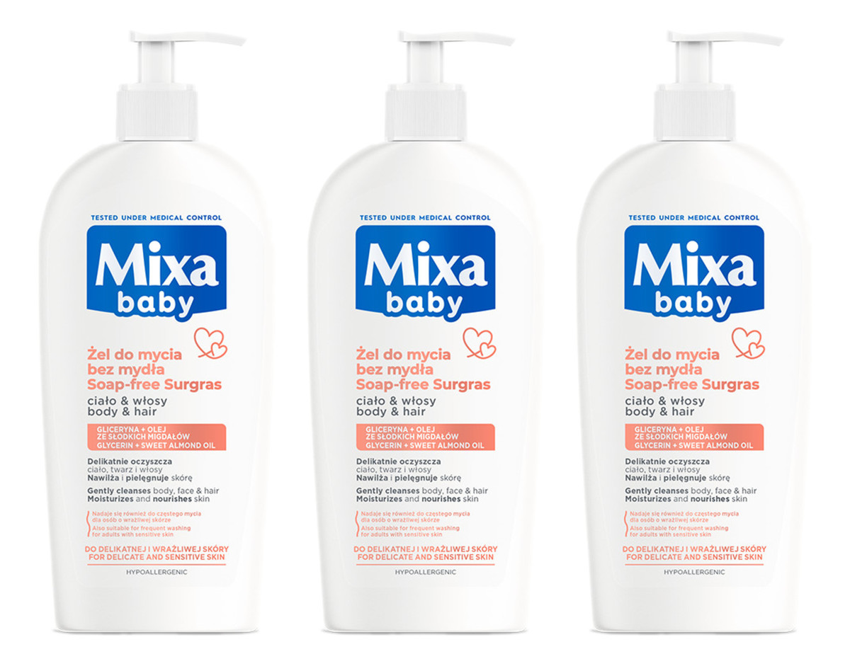 Łagodny Szampon i Płyn Do Kąpieli 2w1 3x400ml