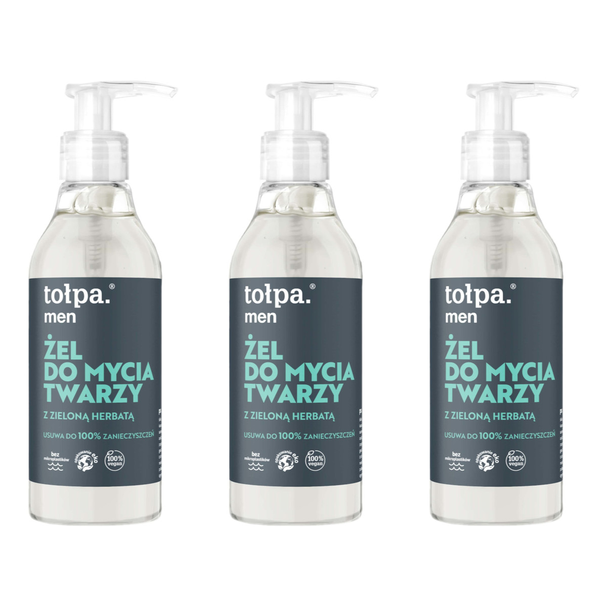 Tołpa Men Żel do Mycia Twarzy z Zieloną Herbatą 3x195ml