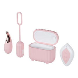 Zestaw mini wand z 12 trybami + bezprzewodowe jajko z 10 trybami + etui + pilot pink