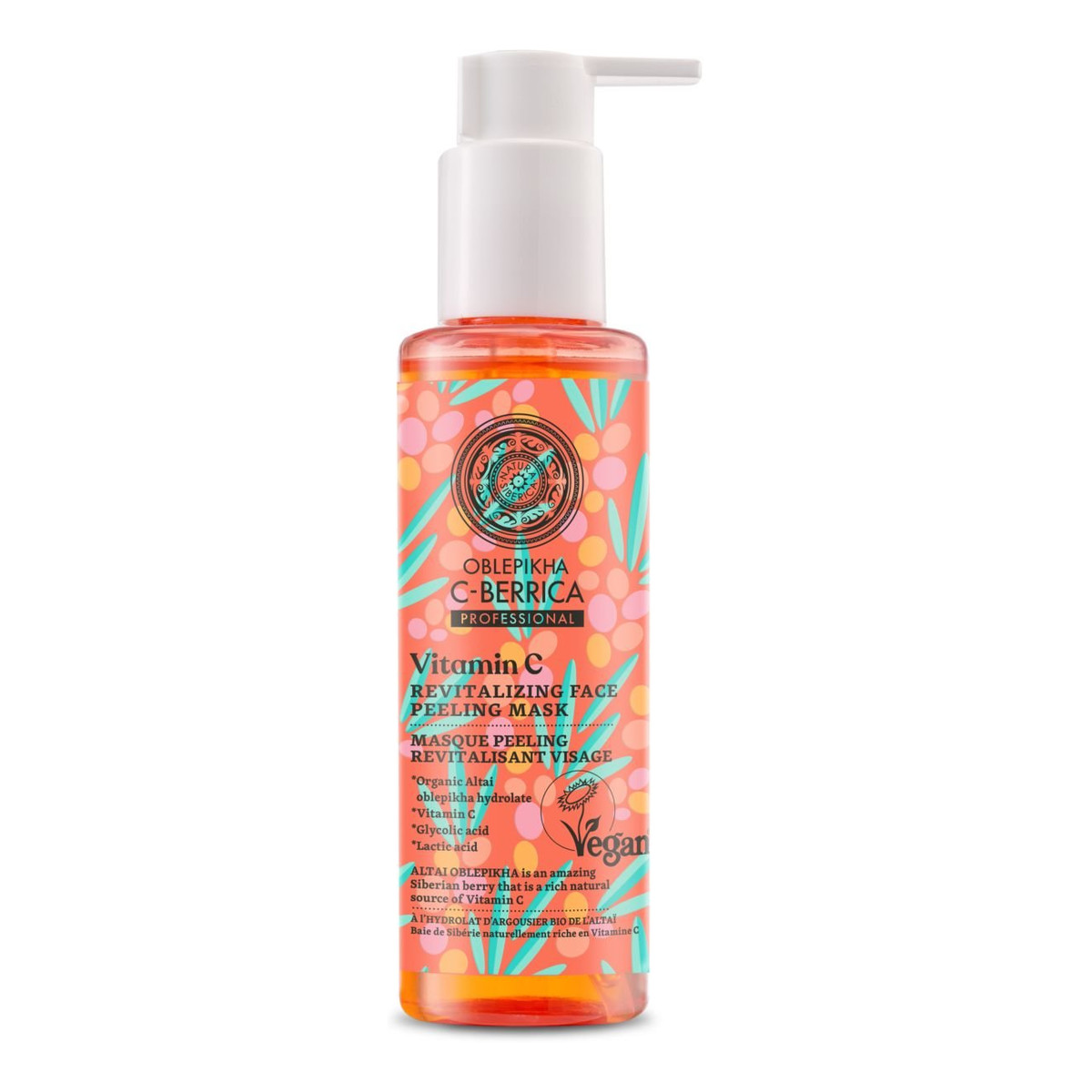 Oblepikha C-Berrica Wegański rewitalizujący peeling - maska do twarzy z kwasami i witaminą C 145ml