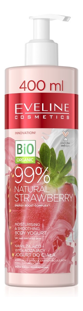 99% natural strawberry nawilżająco-wygładzający jogurt do ciała