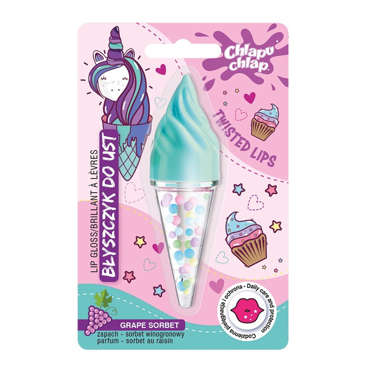 Chlapu Chlap Błyszczyk do ust rożek-sorbet winogronowy 4. 5ml