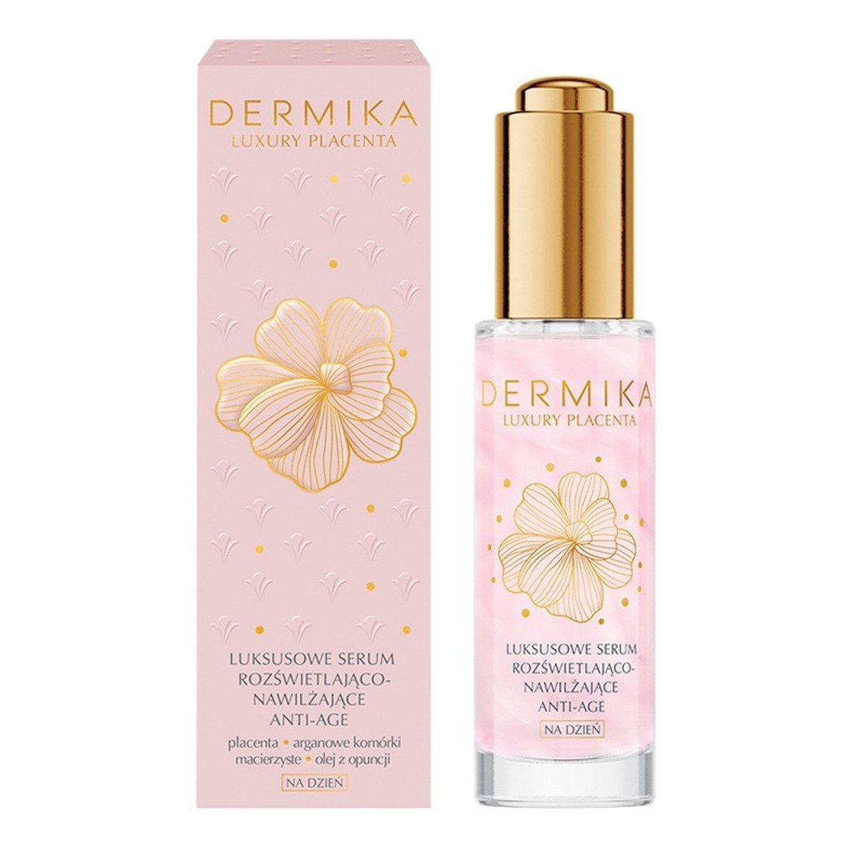 Dermika Luxury Placenta luksusowe serum rozświetlająco-nawilżające anti-age na dzień 30ml