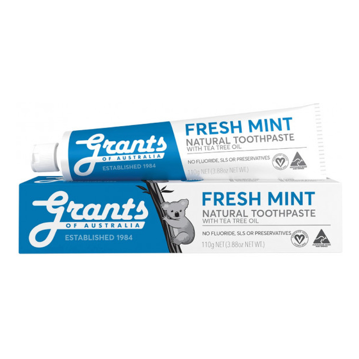Grants Of Australia Odświeżająca naturalna pasta do zębów bez fluoru, o smaku mięty 110g
