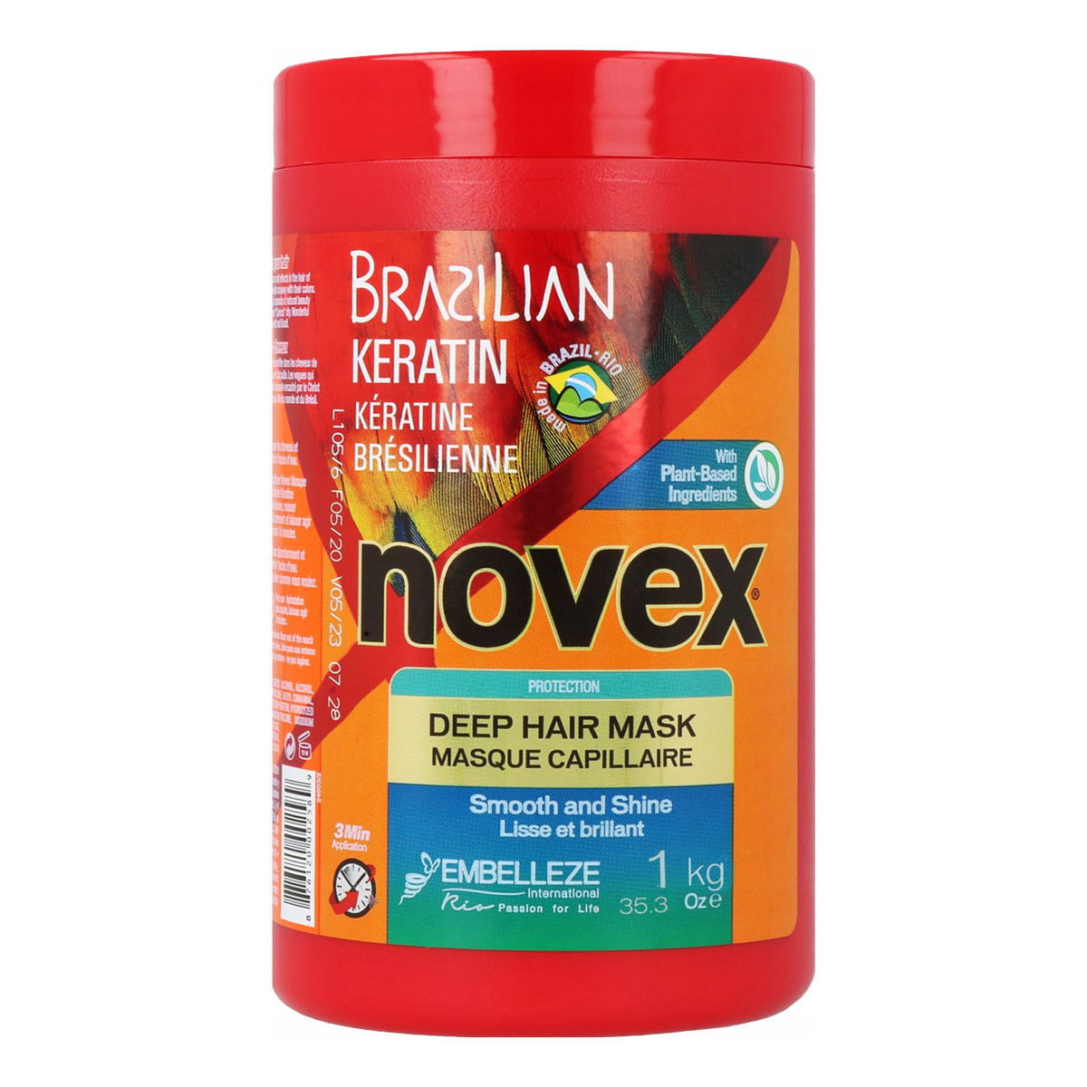 Novex Brazilian Keratin Recharge Krem stylizujący z keratyną 80g + Maska 1000 g