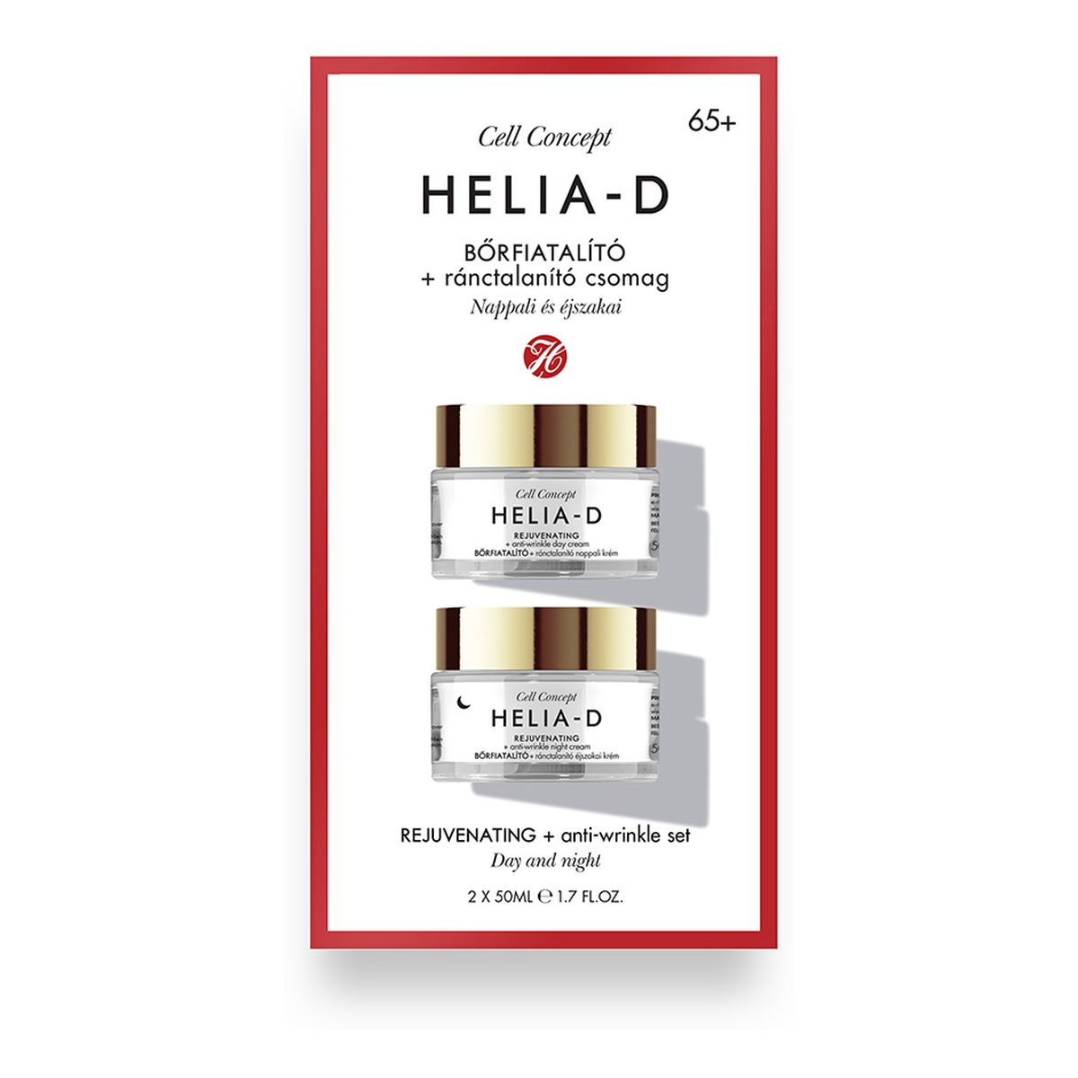 Helia-D Cell Concept Rejuvenating + Anti-wrinkle 65+ Zestaw przeciwzmarszczkowy krem na dzień + przeciwzmarszczkowy krem na noc 2×50ml