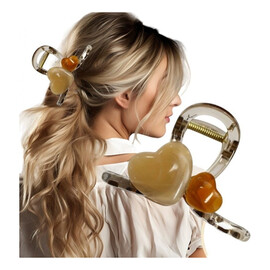 Spinka klamra do włosów XL transparentna serca